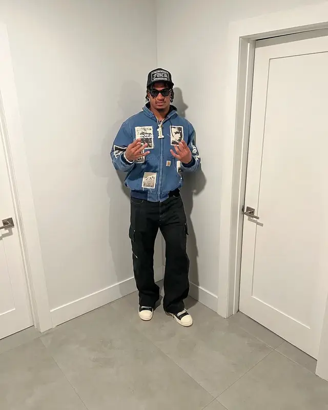 Ja'Marr Chase outfit in 1017 Alyx 9SM, Rick Owens, and Chrome Hearts, 2023