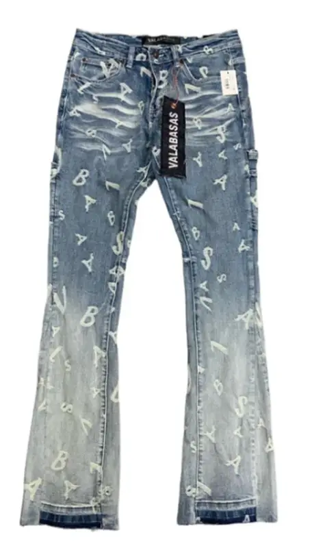 Valabasas Grid Lock Stacked Denim Jeans $150