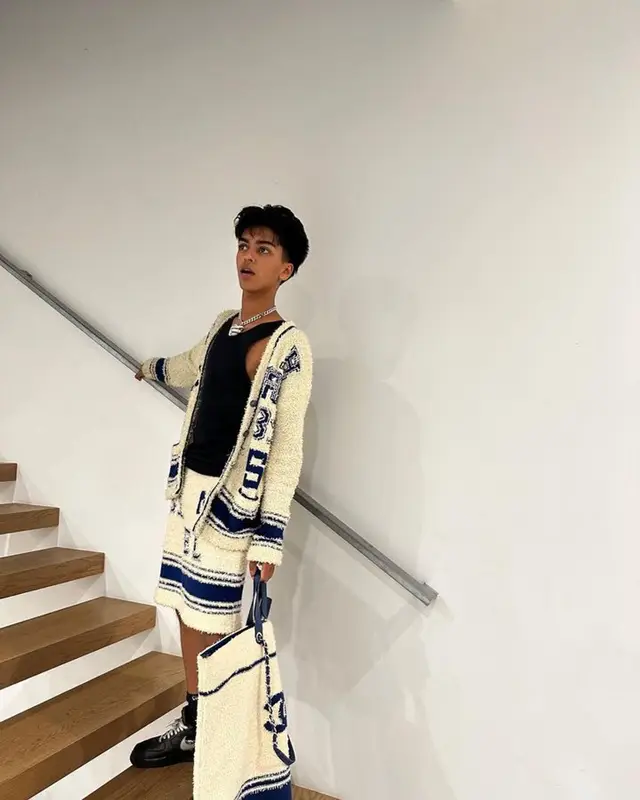 Yung Fazo outfit in Chanel, Nike, and Off-White, 2023