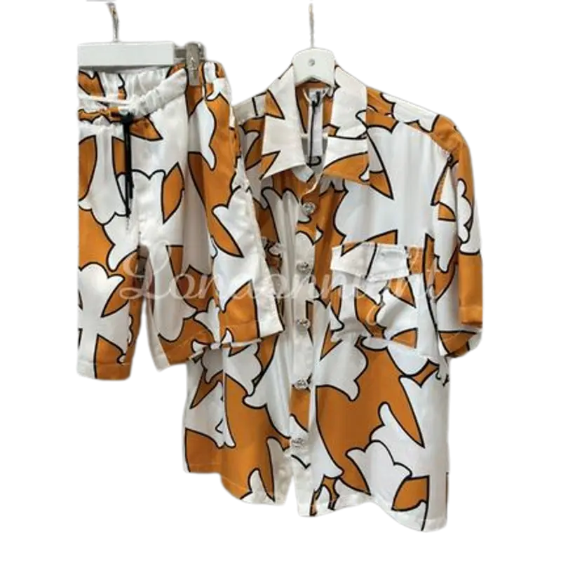 Chrome Hearts Orange White Crosses Button Up Shirt  $5000