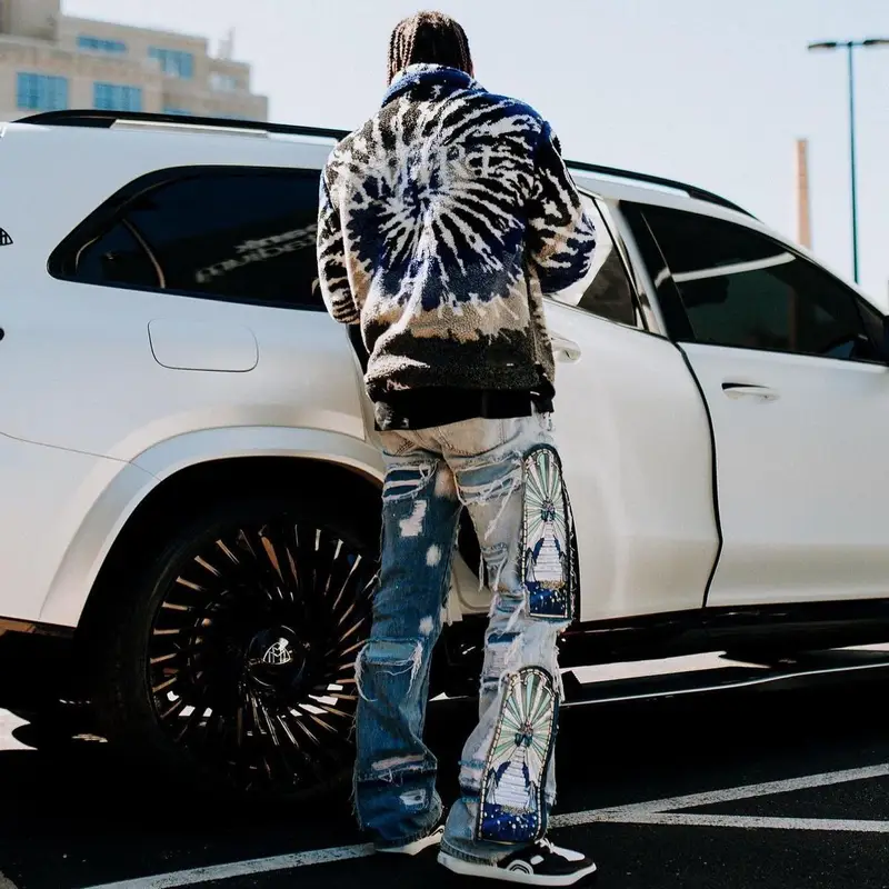 Justin Jefferson outfit in Amiri, Who Decides War, and Gucci, 2023