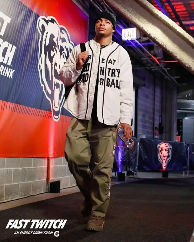 Justin Fields outfit in Kapital and Balenciaga, 2023
