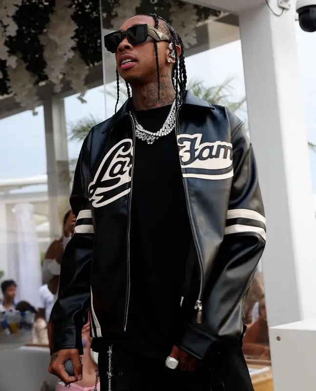 Tyga outfit in La Fam, Balenciaga, and Prada, 2023