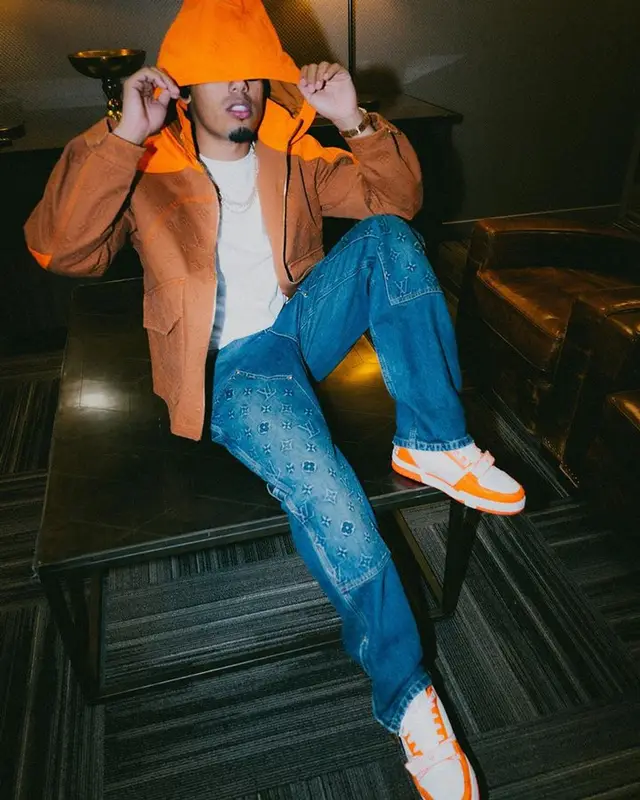 Myke Towers outfit in Louis Vuitton, 2023