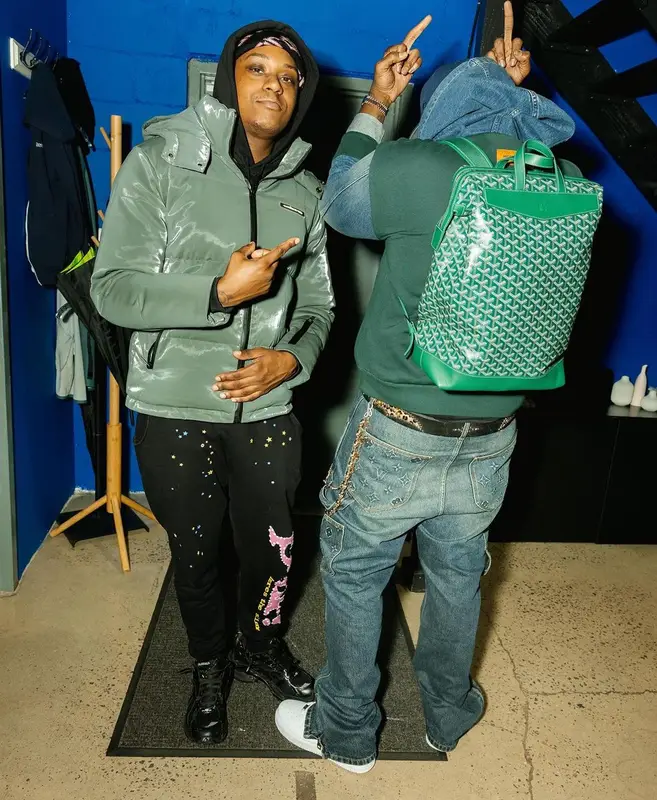 Peezy outfit in Louis Vuitton, Nike, and Tom Ford, 2023