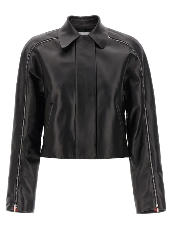 Ferragamo Black Leather Blouson $6190