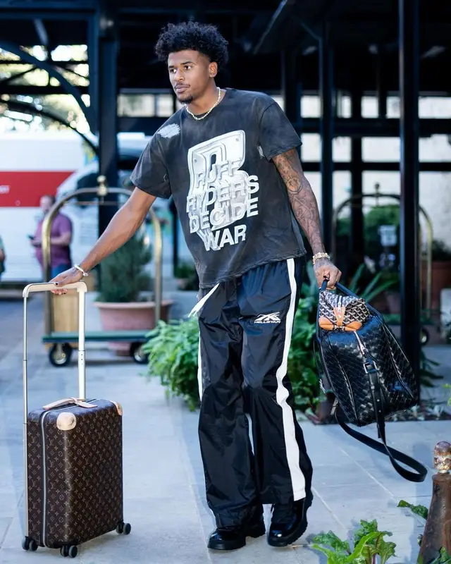 Jalen Green outfit in Who Decides War, Louis Vuitton, and Goyard, 2023