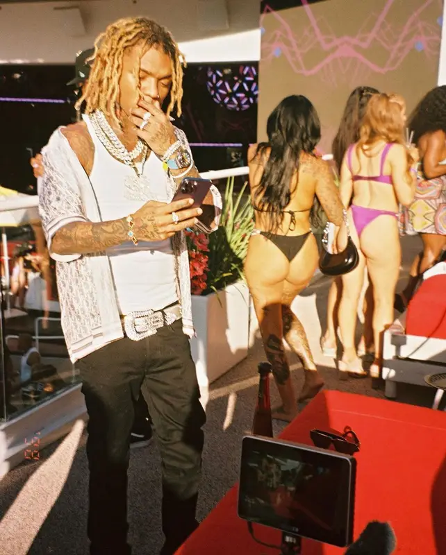 Swae Lee outfit in Dior, Amiri, and Calvin Klein, 2023