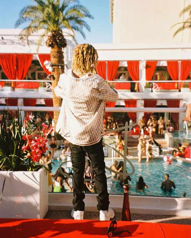 Swae Lee outfit in Dior, Amiri, and Calvin Klein, 2023