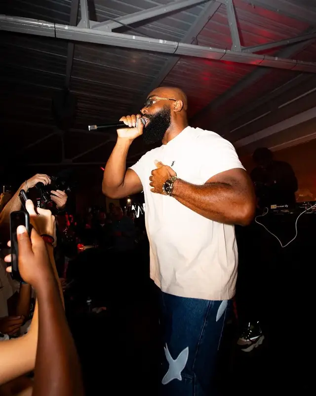 Kaaris outfit in Burberry, Arte Antwerp, and Louis Vuitton, 2023