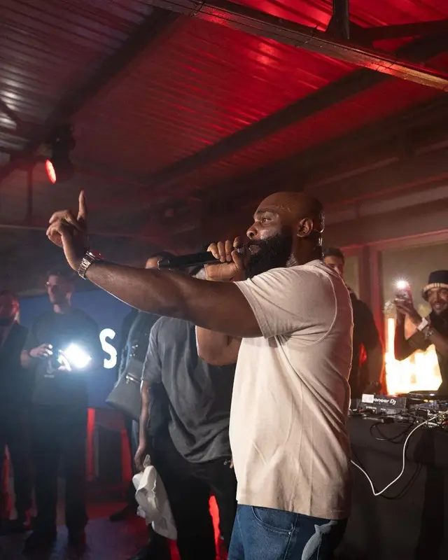 Kaaris outfit in Burberry, Arte Antwerp, and Louis Vuitton, 2023