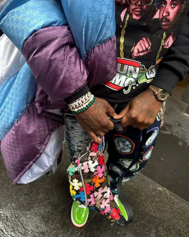 Peezy outfit in Gucci, Barriers, and Rick Owens, 2023