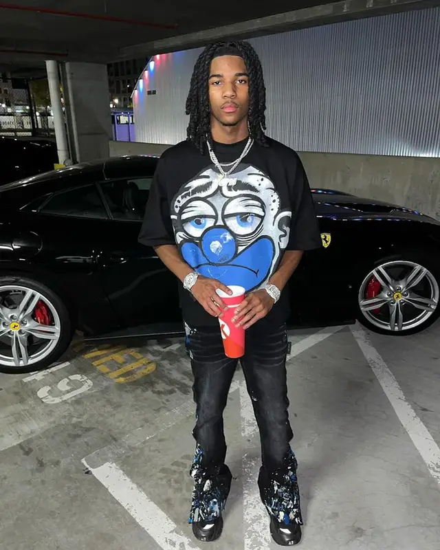 Lil Darius outfit in Billionaire Studios, Amiri, and Balenciaga, 2023