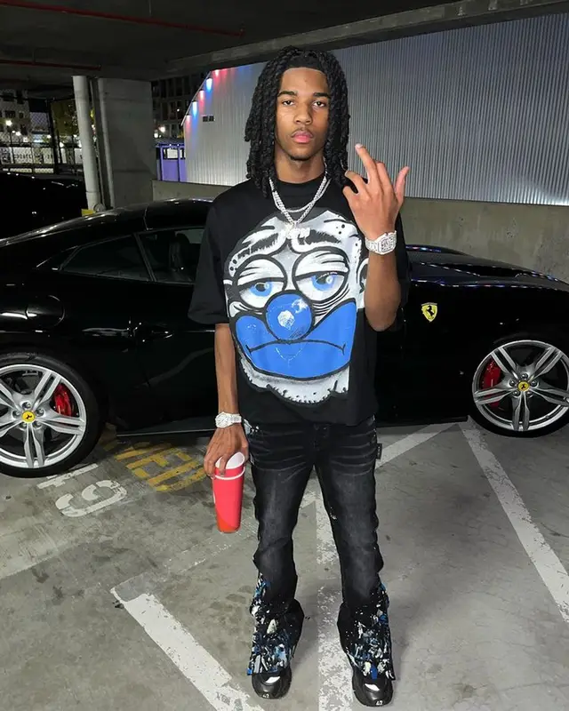 Lil Darius outfit in Billionaire Studios, Amiri, and Balenciaga, 2023