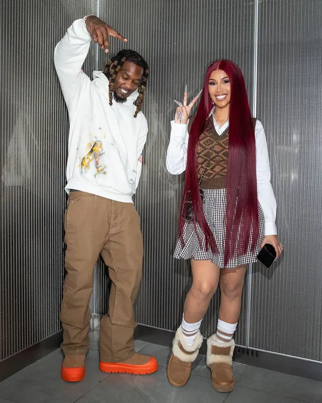 Cardi B outfit in Acne Studios, Chanel, and Miu Miu, 2023
