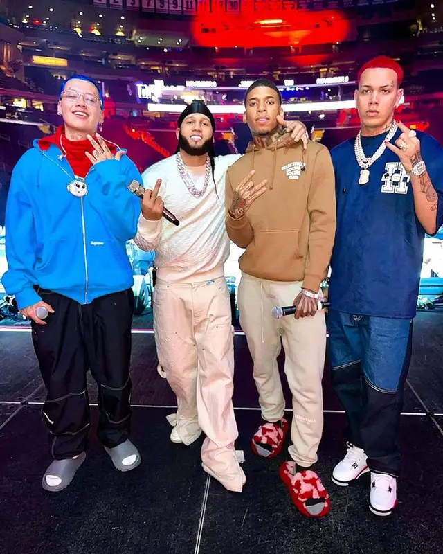 NLE Choppa outfit in Fear of God and Bottega Veneta, 2023