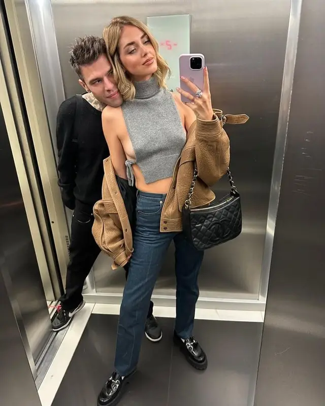 Chiara Ferragni outfit in Saint Laurent, Are You Am I, and Gucci, 2023