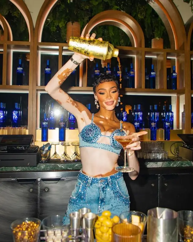 Winnie Harlow outfit in PatBO and Jimmy Choo, 2023