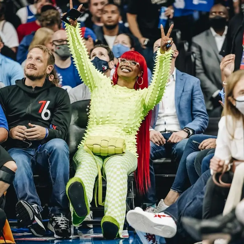 Tierra Whack outfit in Loewe, Bottega Veneta, and Marni, 2023
