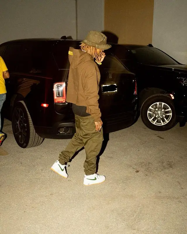 Swae Lee outfit in Stone Island, Nike, and Bottega Veneta, 2023