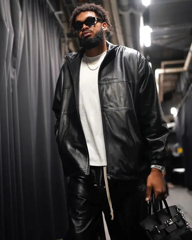 Karl Anthony Towns outfit in Balenciaga, Hermes, and Louis Vuitton, 2023