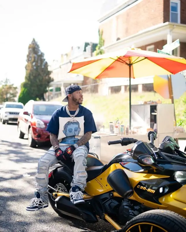 Chino Braxton outfit in Blueboii, Who Decides War, and Louis Vuitton, 2023