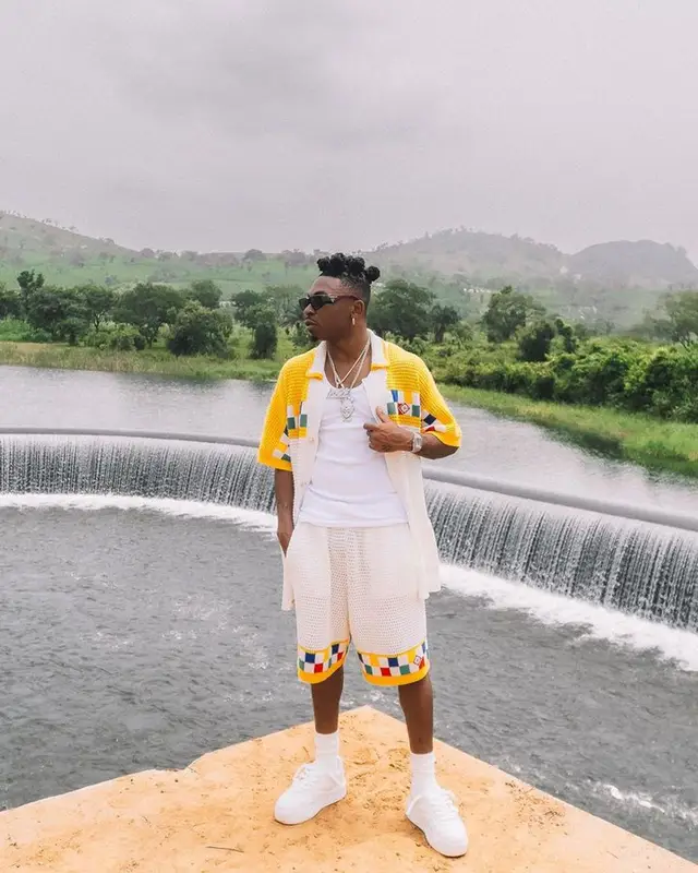 Mayorkun outfit in Casablanca, Valentino, and Prada, 2023
