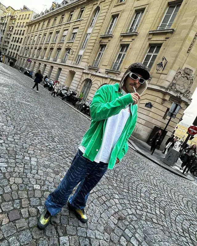 Feid outfit in Marni, Oakley, and Celine, 2023