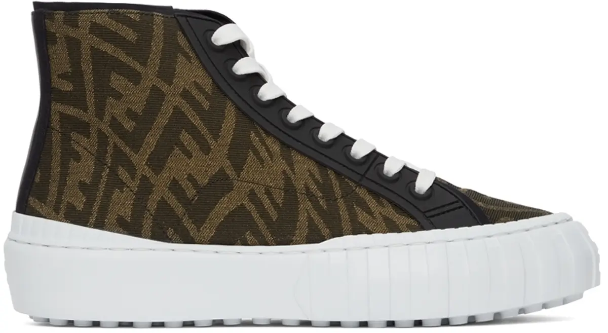 Fendi Brown FF Vertigo Fendi Force High-Top Sneakers $750