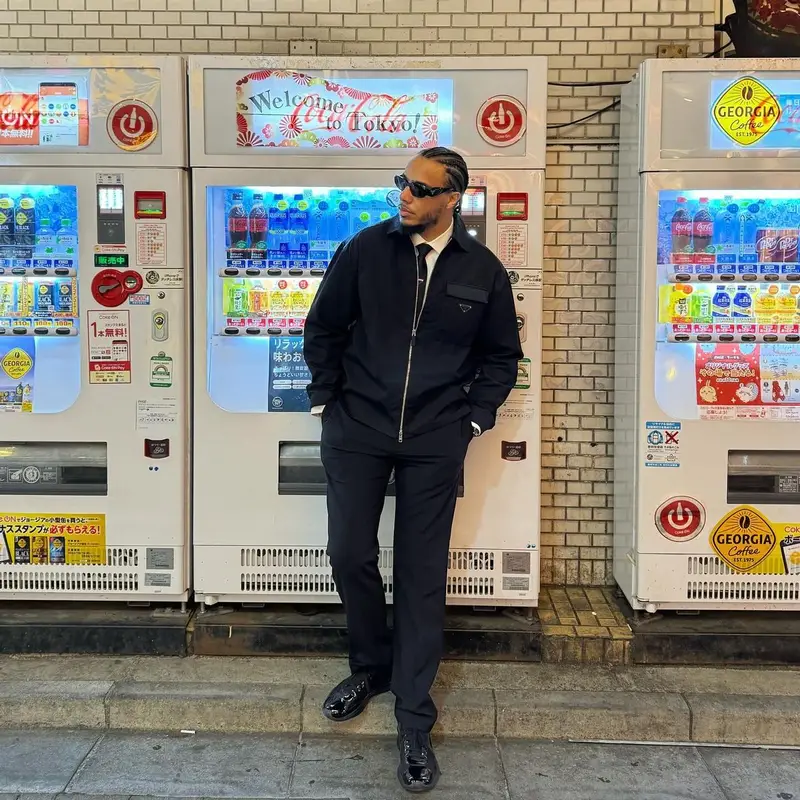 AJ Tracey outfit in Prada, 2023