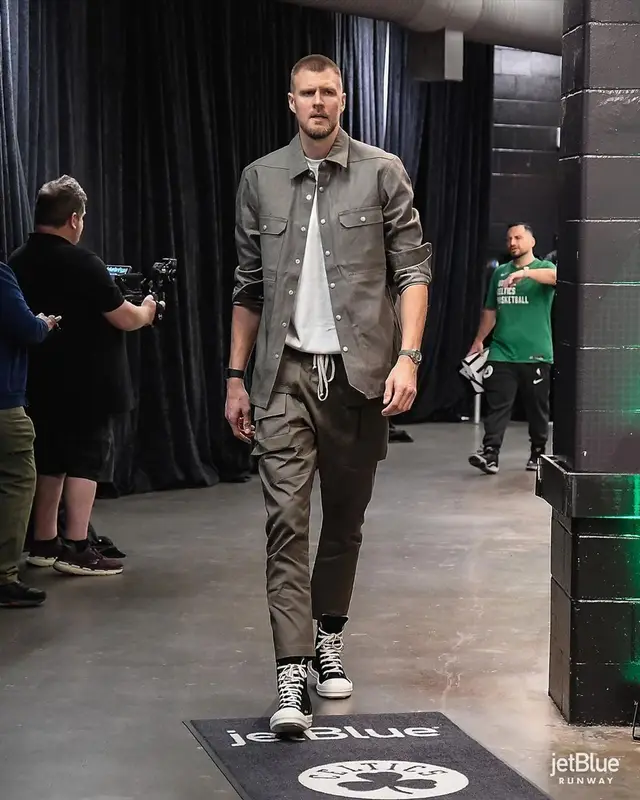 Kristaps Porzingis outfit in Rick Owens, 2023