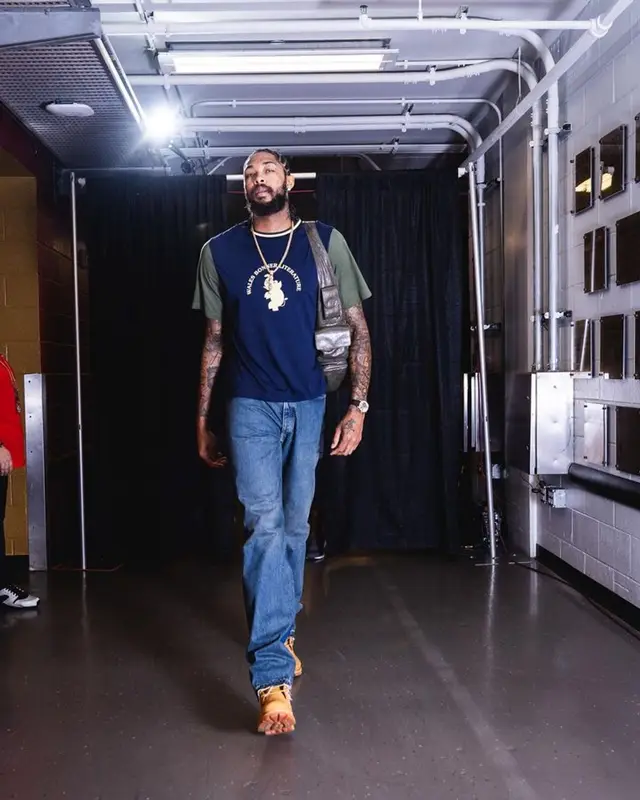 Brandon X. Ingram outfit in Wales Bonner, Timberland, and Balenciaga, 2023