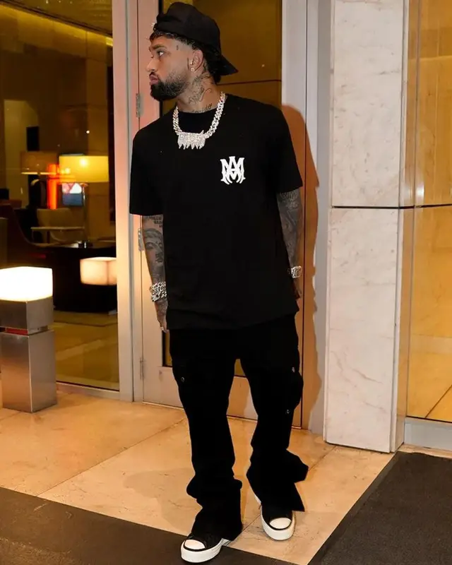 Bryant Mayers outfit in Amiri and Maison Mihara Yasuhiro, 2023