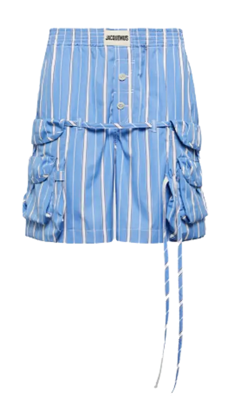 Jacquemus Blue Stripes Trivela Striped-pattern Cotton-poplin Shorts $635