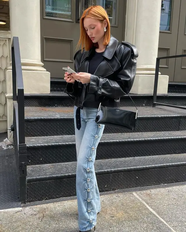 Meredith Duxbury outfit in Saint Laurent and Khaite, 2023