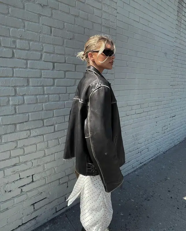 Elsa Hosk outfit in Saint Laurent, Miu Miu, and Bottega Veneta, 2023