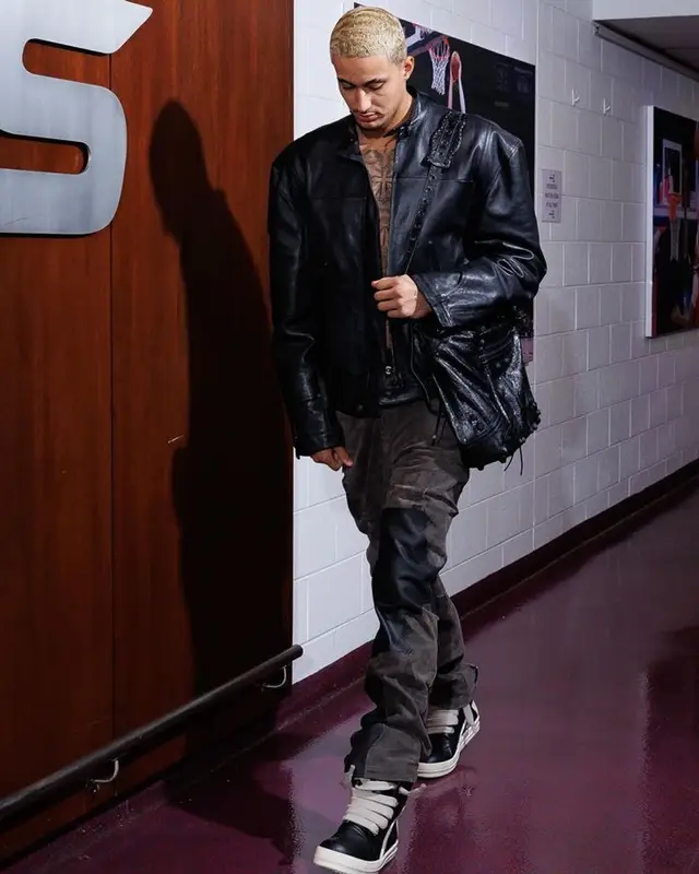 Kyle Kuzma outfit in Balenciaga, Who Decides War, and Rick Owens, 2023