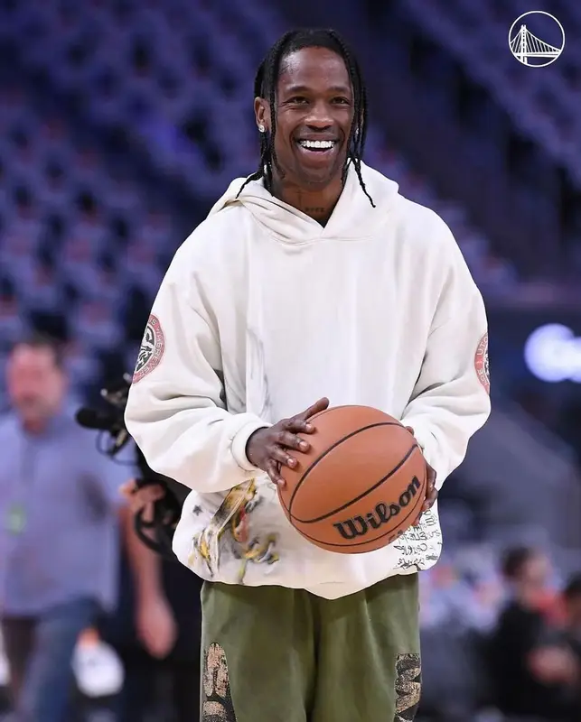Travis Scott outfit in Travis Scott Merch, Nike, and Wilson, 2023