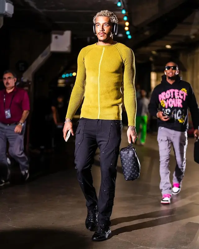 Jeremy Juliusz Sochan outfit in Rick Owens, Heliot Emil, and Prada, 2023