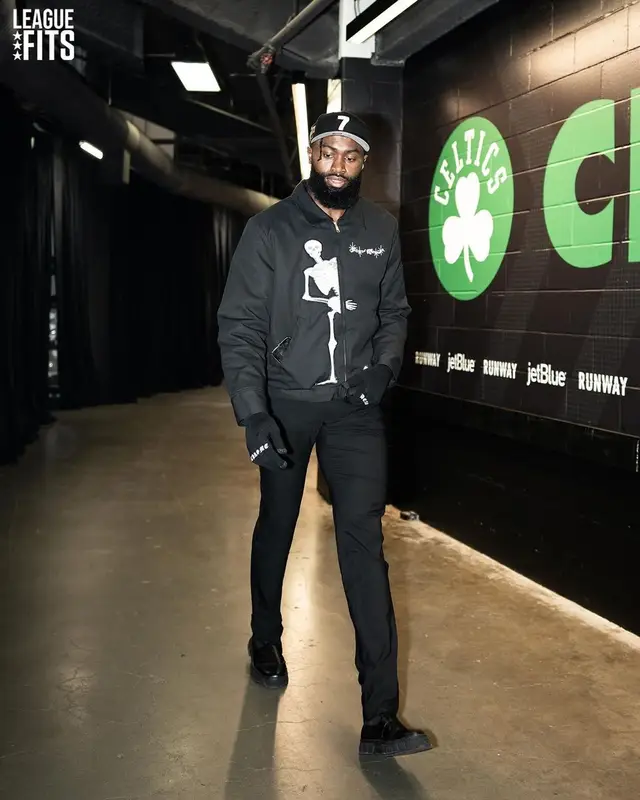 Jaylen Brown outfit in Funeral Apparel , 2023