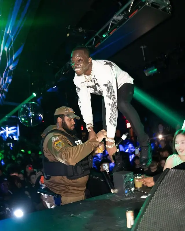 Bobby Shmurda outfit in Hellstar, Rta, and Nike, 2023