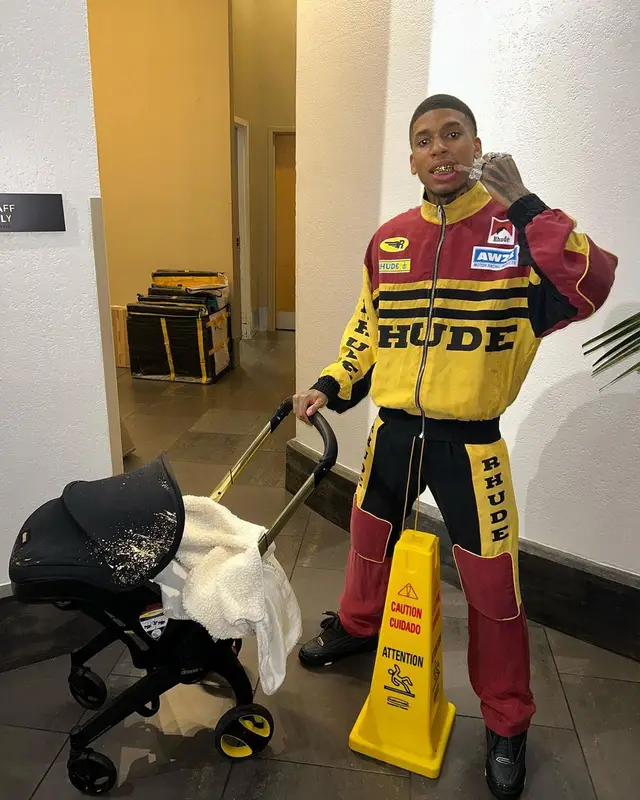 NLE Choppa outfit in Rhude and Louis Vuitton, 2023