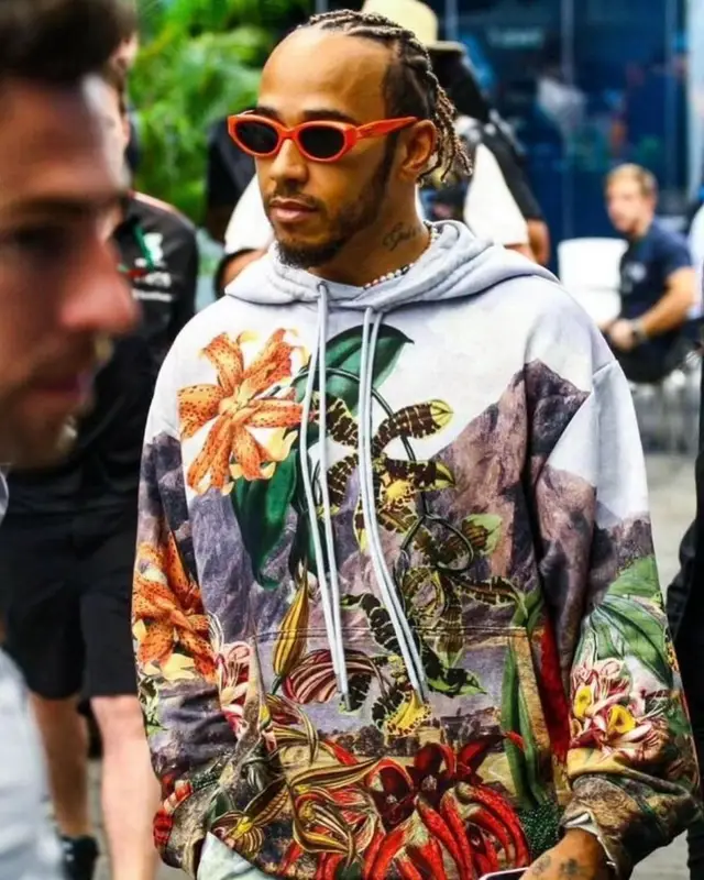Lewis Hamilton outfit in Dries Van Noten and Dior, 2023