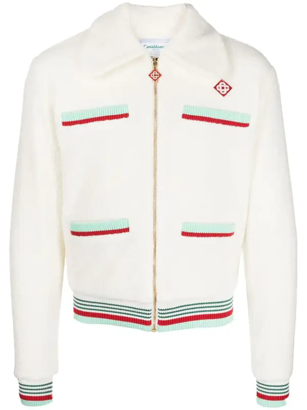 Casablanca Appliquéd Striped Bouclé Track Jacket $1100