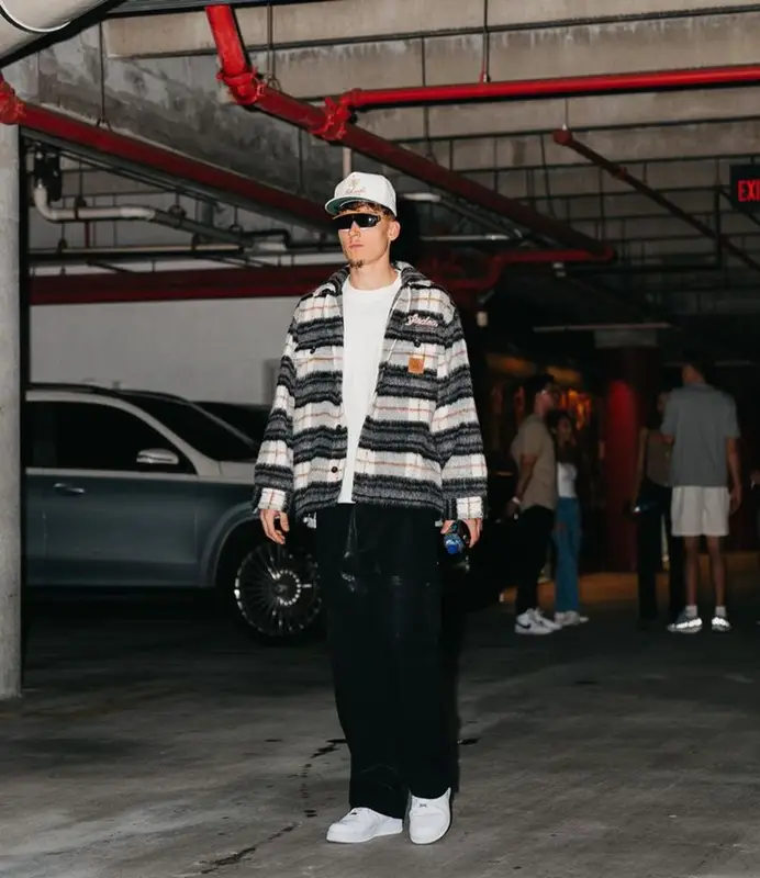Tyler Herro outfit in Sinclair, Nike, and Rhude, 2023