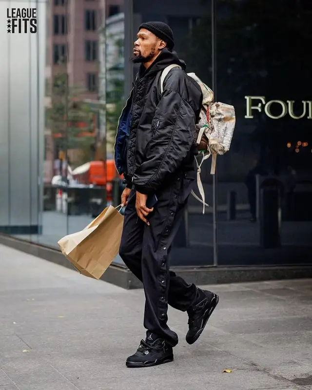 Kevin Durant outfit in Vetements, Gucci, and Alpha Industries, 2023