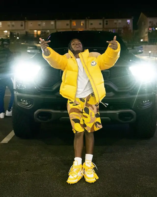 42 Dugg outfit in Moncler, Marni, and Palm Angels, 2023