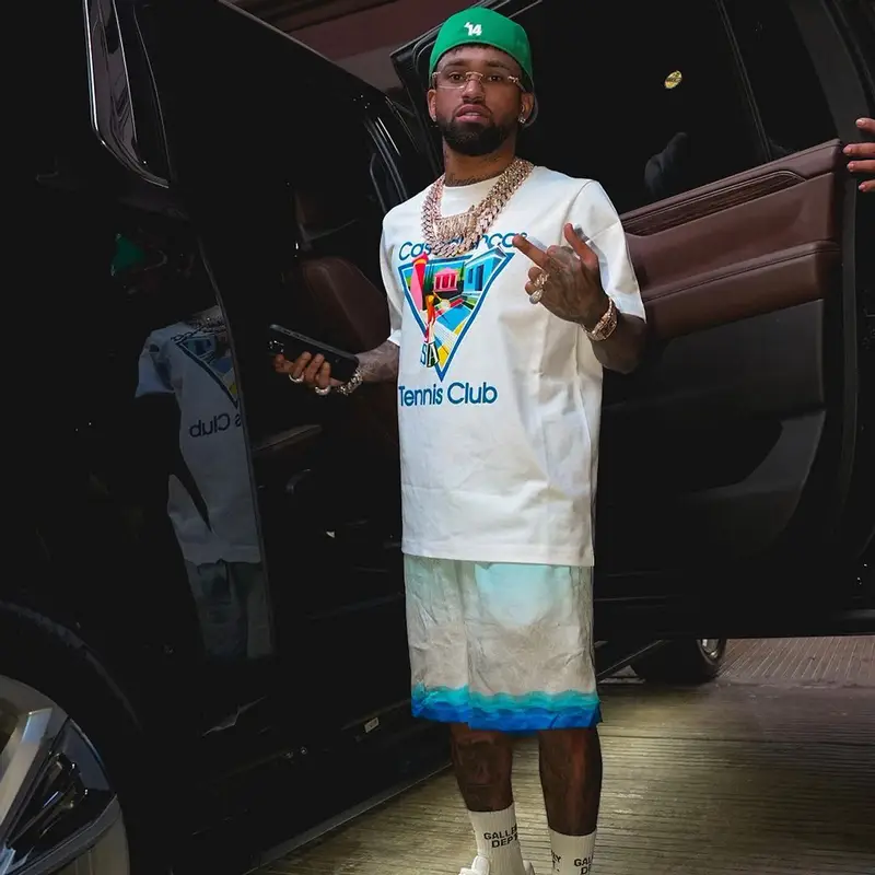 Bryant Mayers outfit in Casablanca, Nike, and Gallery Dept., 2023