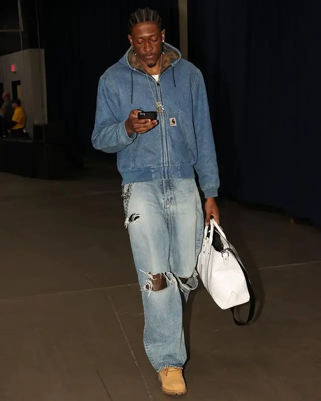 Jalen Williams outfit in Carhartt, Balenciaga, and Louis Vuitton, 2023