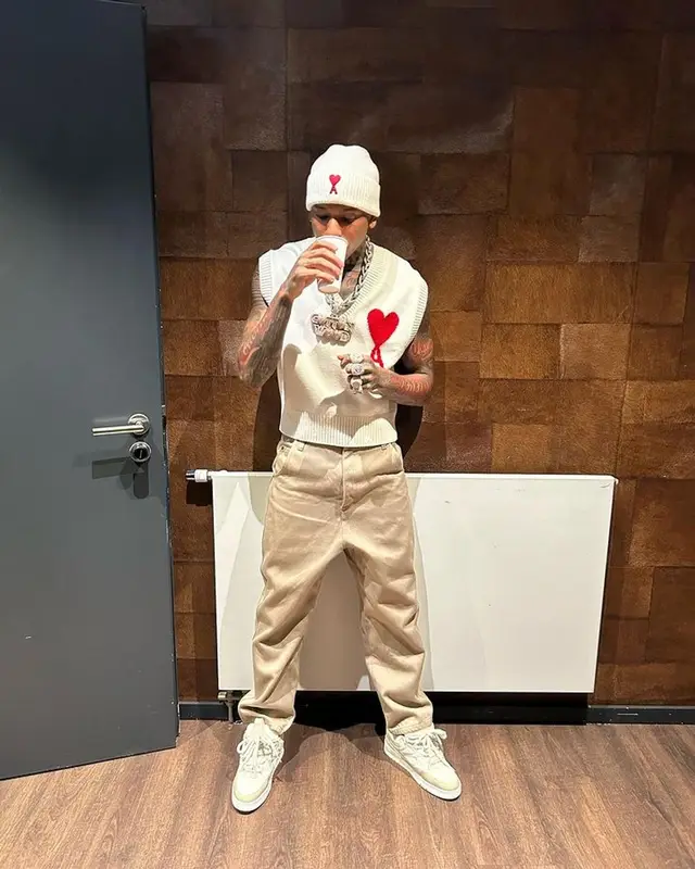 NLE Choppa outfit in Louis Vuitton and Ami, 2023